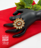 Adjustable Kundan Finger Ring By Gehna Shop Finger rings